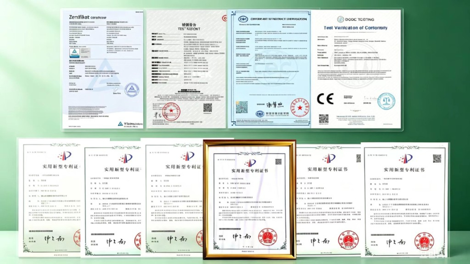 季美电器资质证书与专利墙